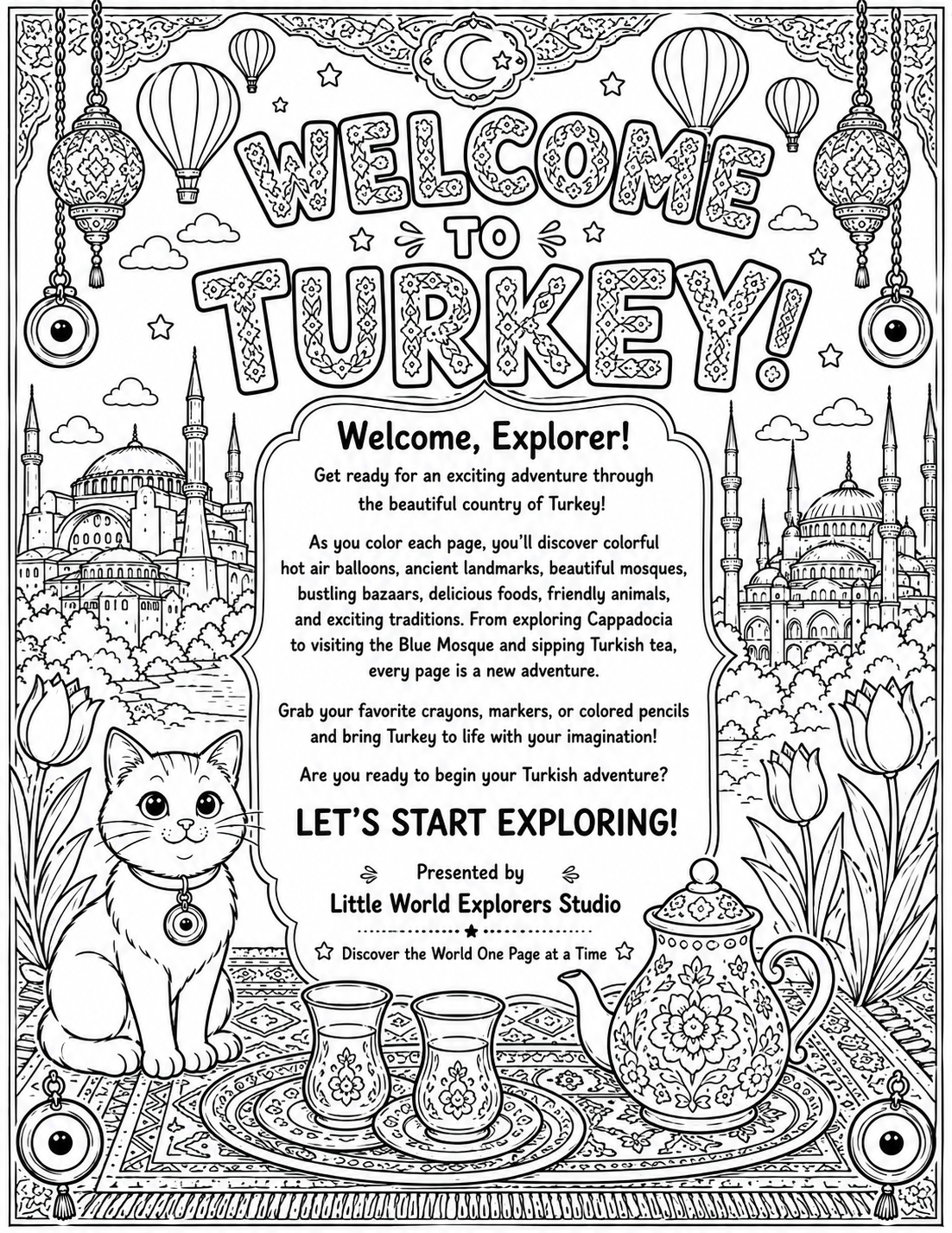 Turkey Coloring book for kids
