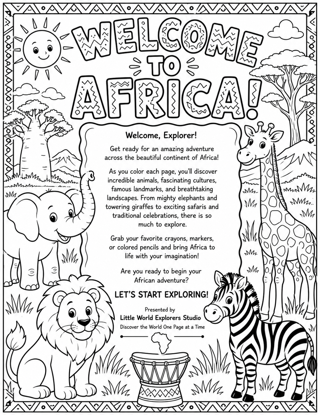 Africa Coloring Book for kids