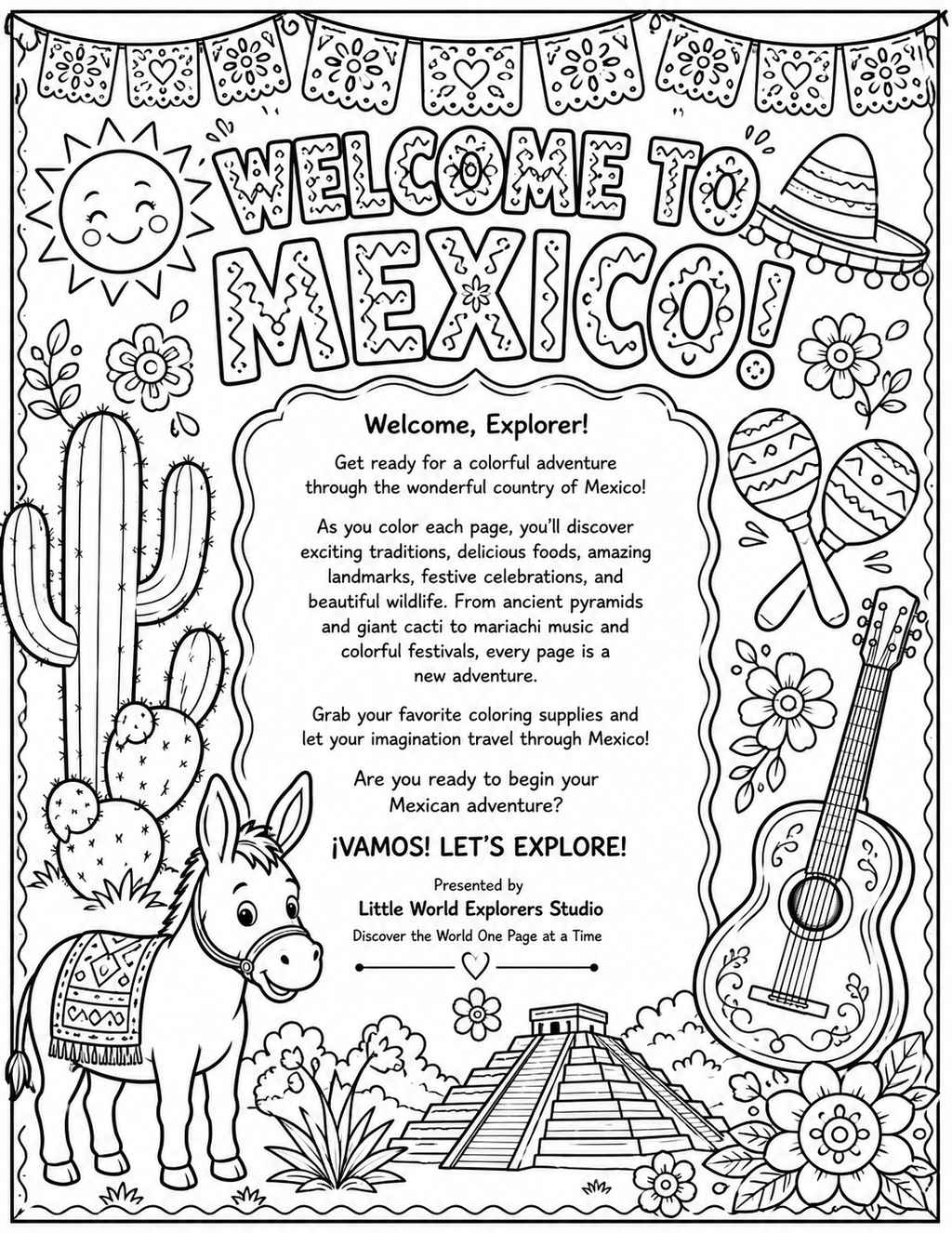 Mexico Coloring book for kids